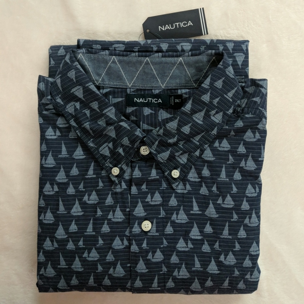 Nautica men's 2XLT button front short sleeve shirt
